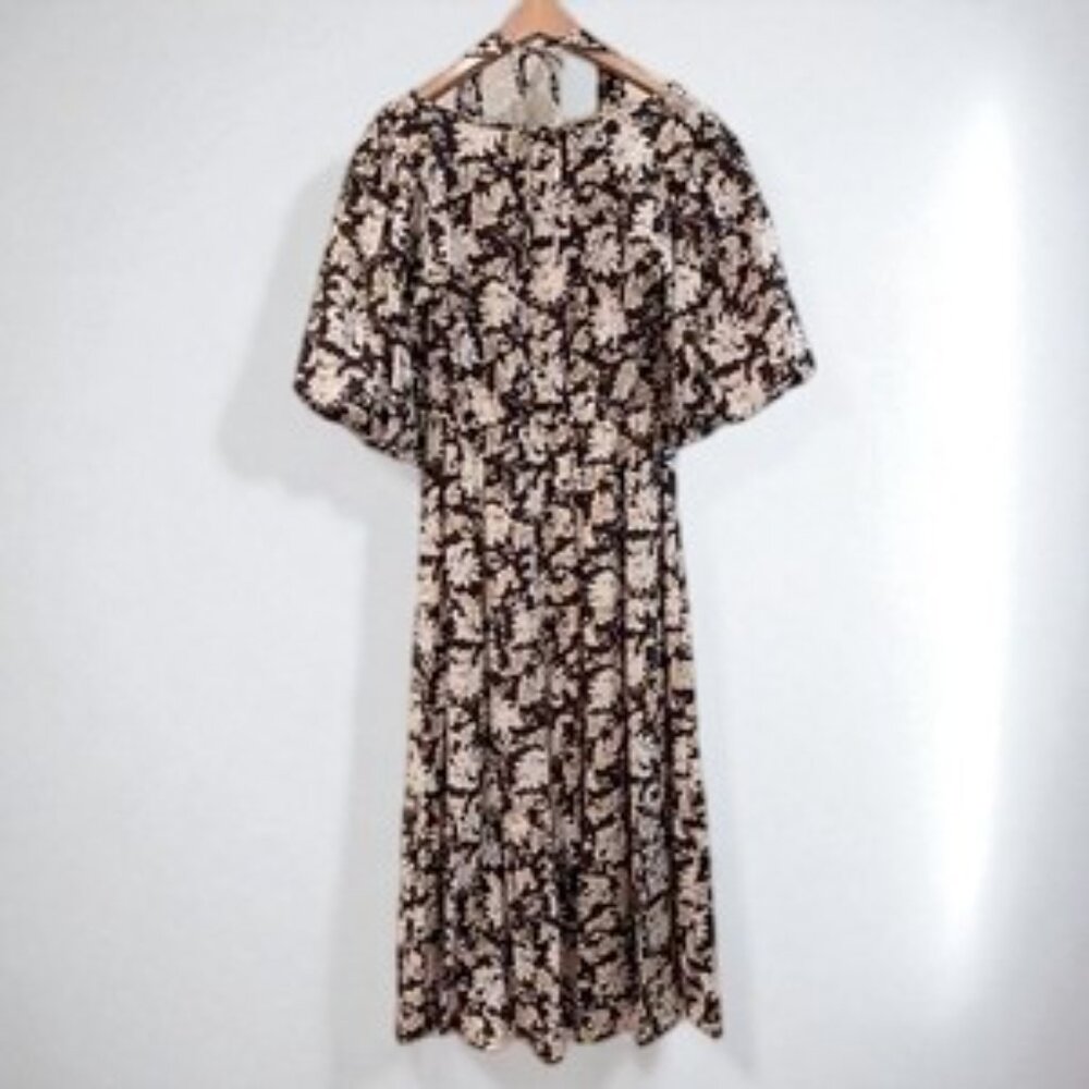 NWT Moon River Black Floral Print Puff Sleeve with Halter Midi Dress - Picture 10 of 11